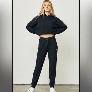 Alo Muse Ribbed High Waist Sweatpants S Black